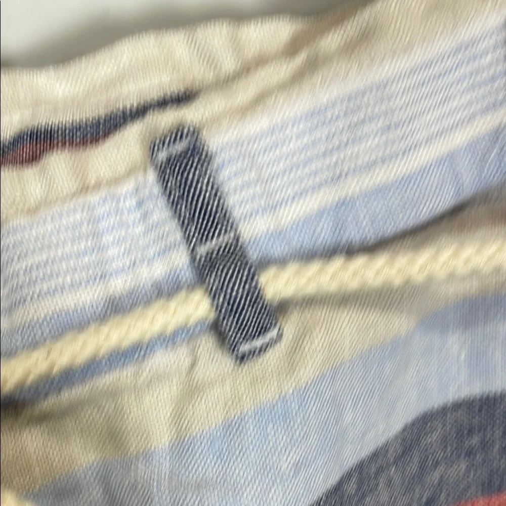 J Jill Linen Red Blue Stripe Drawstring Shorts L NWT Nautical